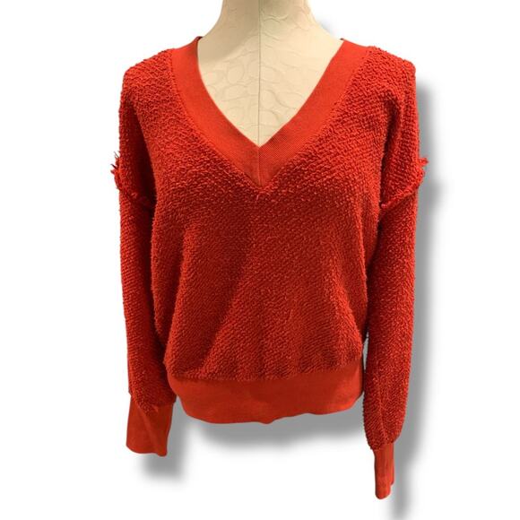 Medium t.la Anthropologie Red V-Neck Sweater Womens - Picture 2 of 9